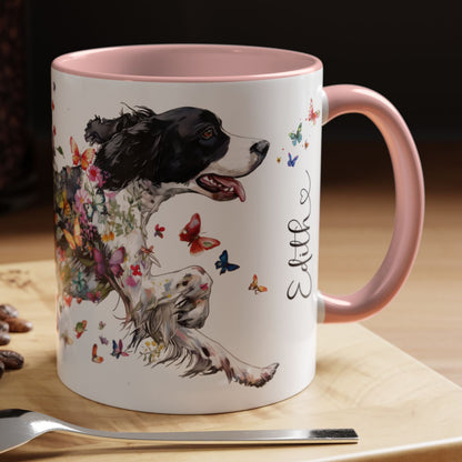 English Springer Spaniel Personalized Accent Mugs, 11oz