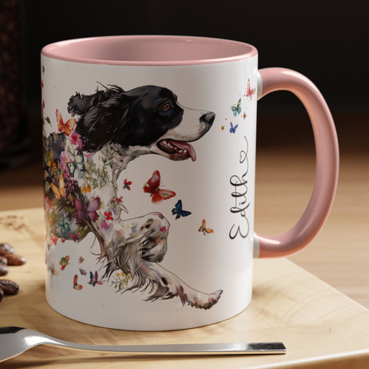 English Springer Spaniel Personalized Accent Mugs, 11oz