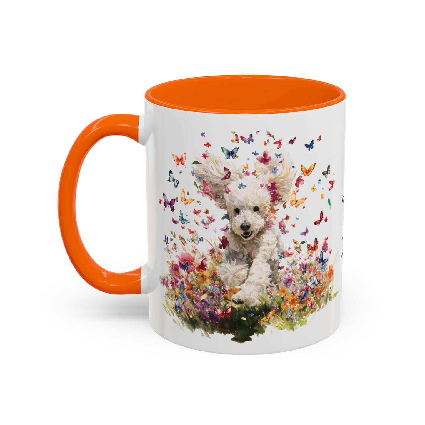 Poodle Butterfly Personalized Accent Mugs, 11oz