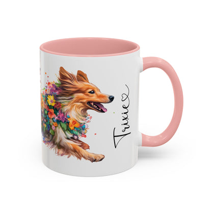 Shetland Sheep Dog Personalized Accent Mugs, 11oz