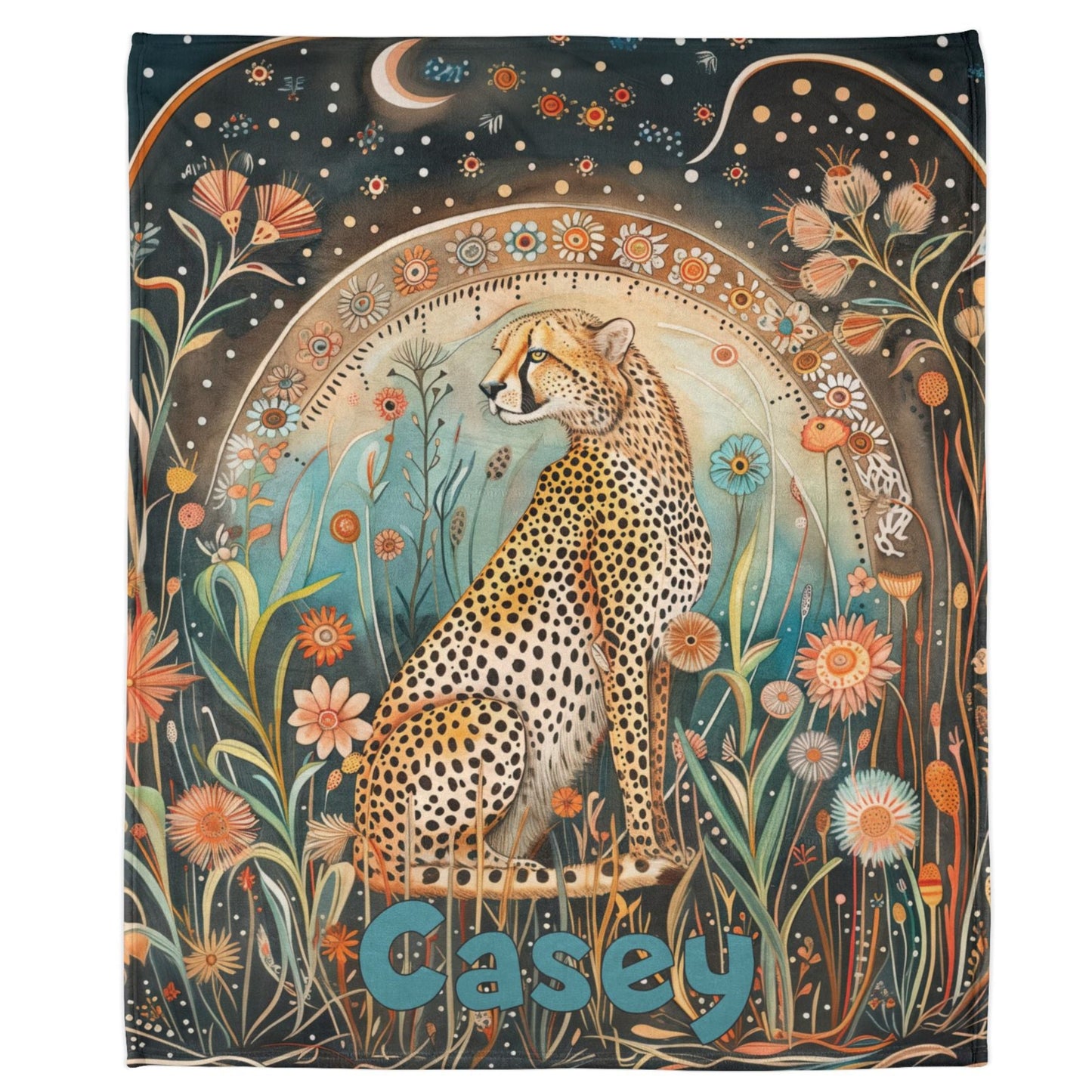 Cheetah & Moon Personalised Soft Polyester Blanket