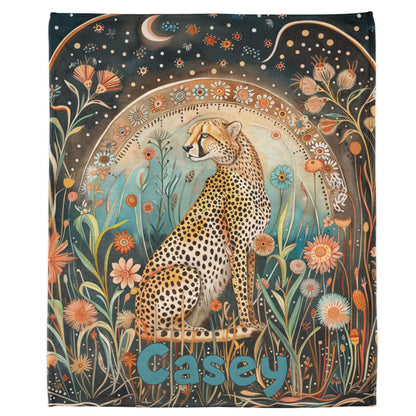 Cheetah & Moon Personalised Soft Polyester Blanket