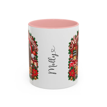 Poodle #2 Merry Christmas, personalised accent colour 11oz mug