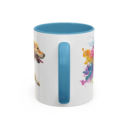 Golden Retriever Paint Colourful Personalised Accent Mugs, 11oz