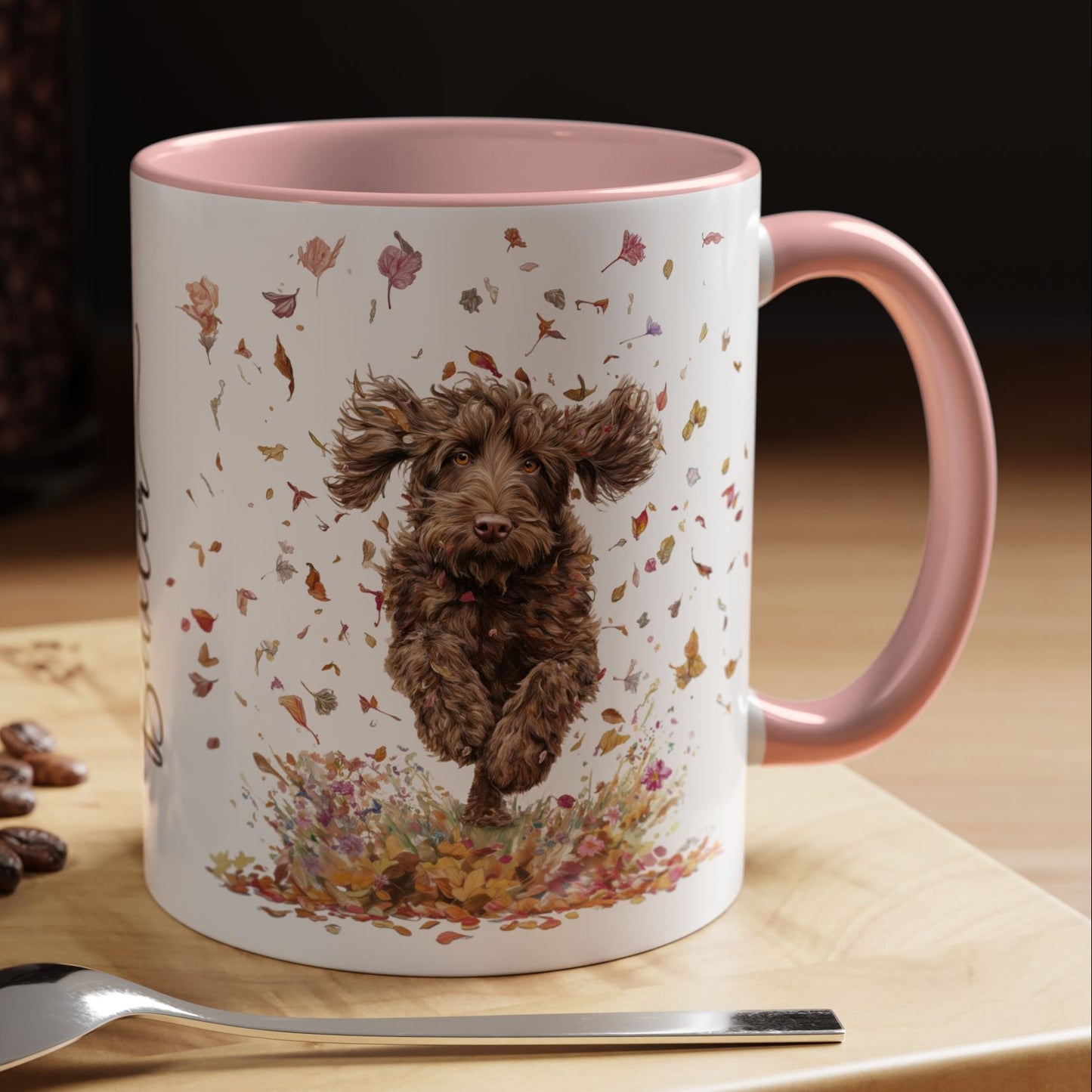 Labradoodle #5 Autumn/Fall, Personalized Accent Mugs, 11oz