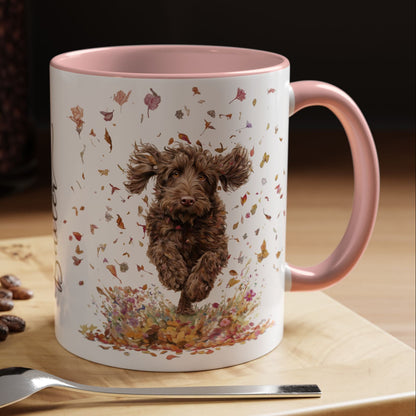 Labradoodle #5 Autumn/Fall, Personalized Accent Mugs, 11oz