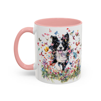 Border Collie #4 Personalized Accent Mugs, 11oz