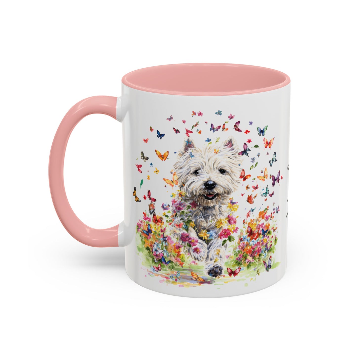 West Highland Terrier #2 Butterfly Personalized Accent Mugs, 11oz