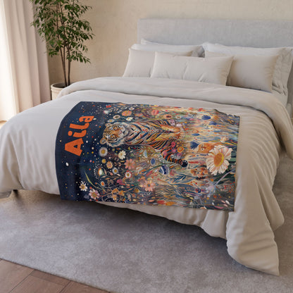 Tiger Starry Night, Personalised Soft Polyester Blanket