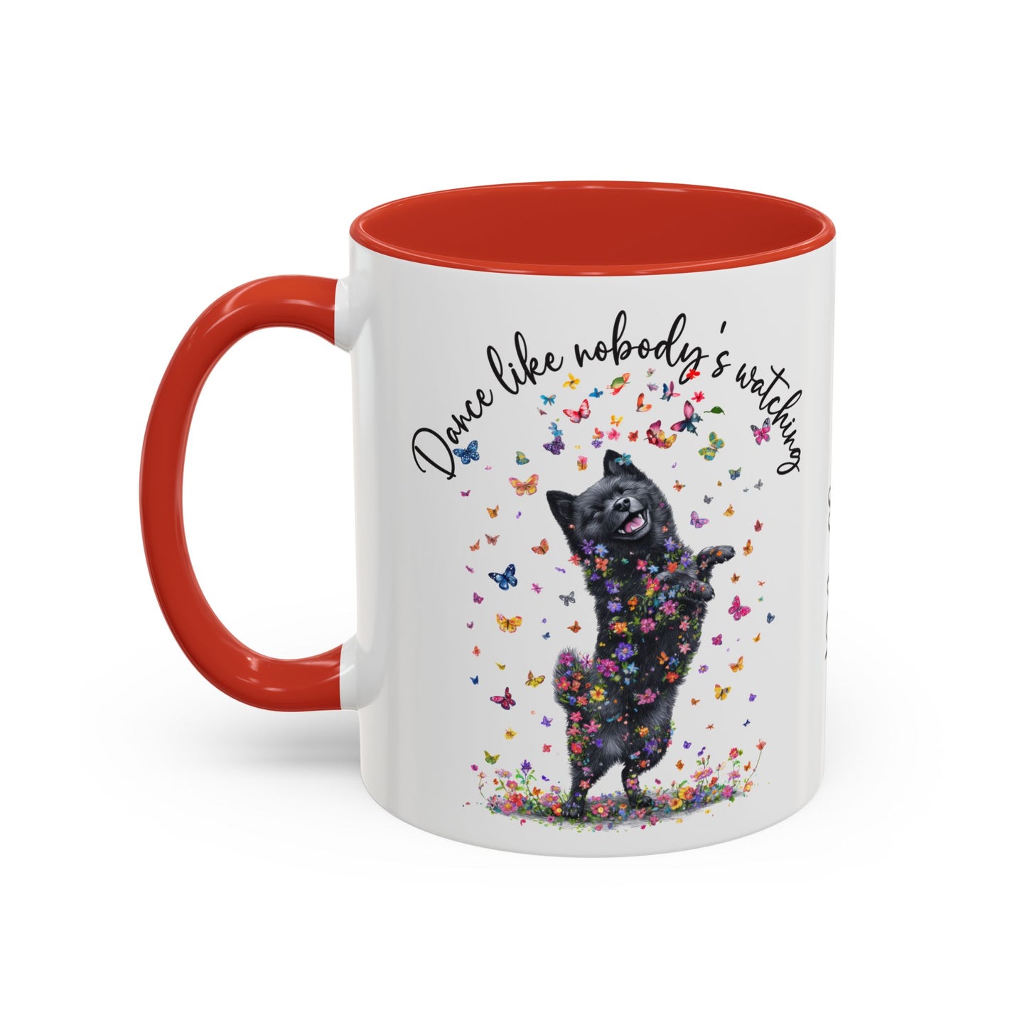 Schipperke "Dance like nobody's watching" personalized colourful Mugs, 11oz