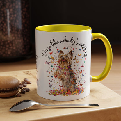 Silky Terrier "Dance like nobody's watching" personalized colourful Mugs, 11oz