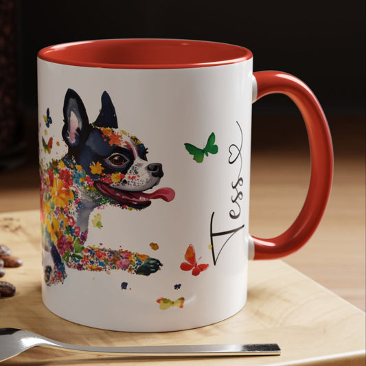 Boston Terrier Personalized Accent Mugs, 11oz