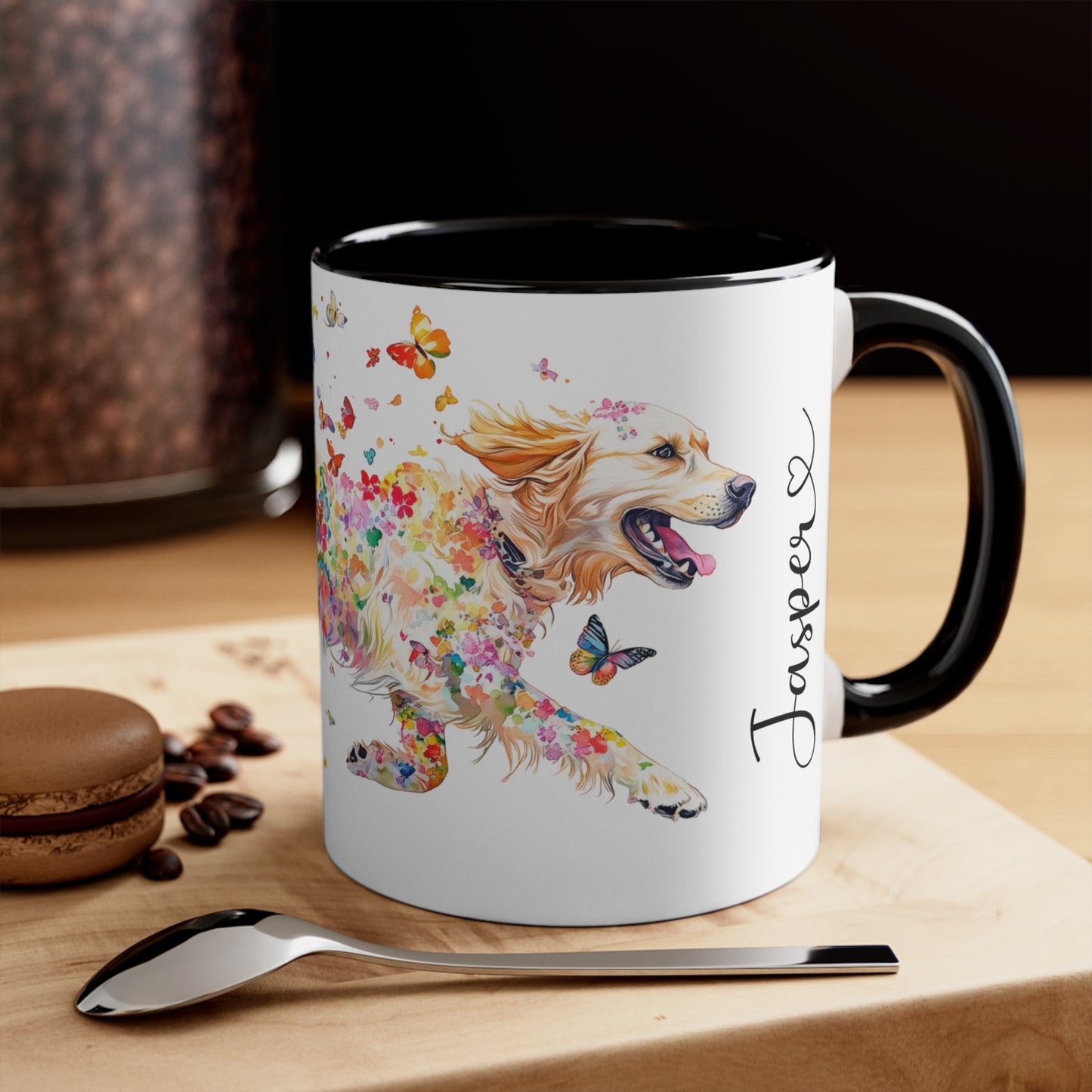 Golden Retriever running personalized colourful Mugs, 11oz