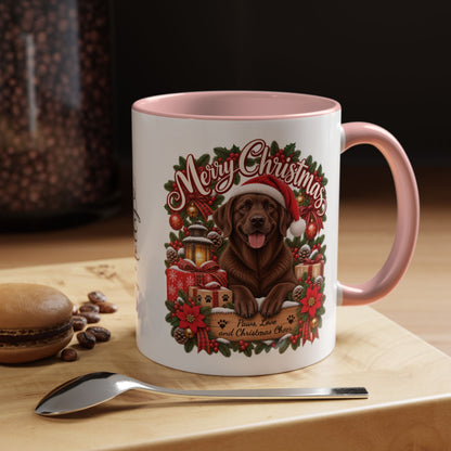 Labrador #3 Merry Christmas, personalised accent colour 11oz mug