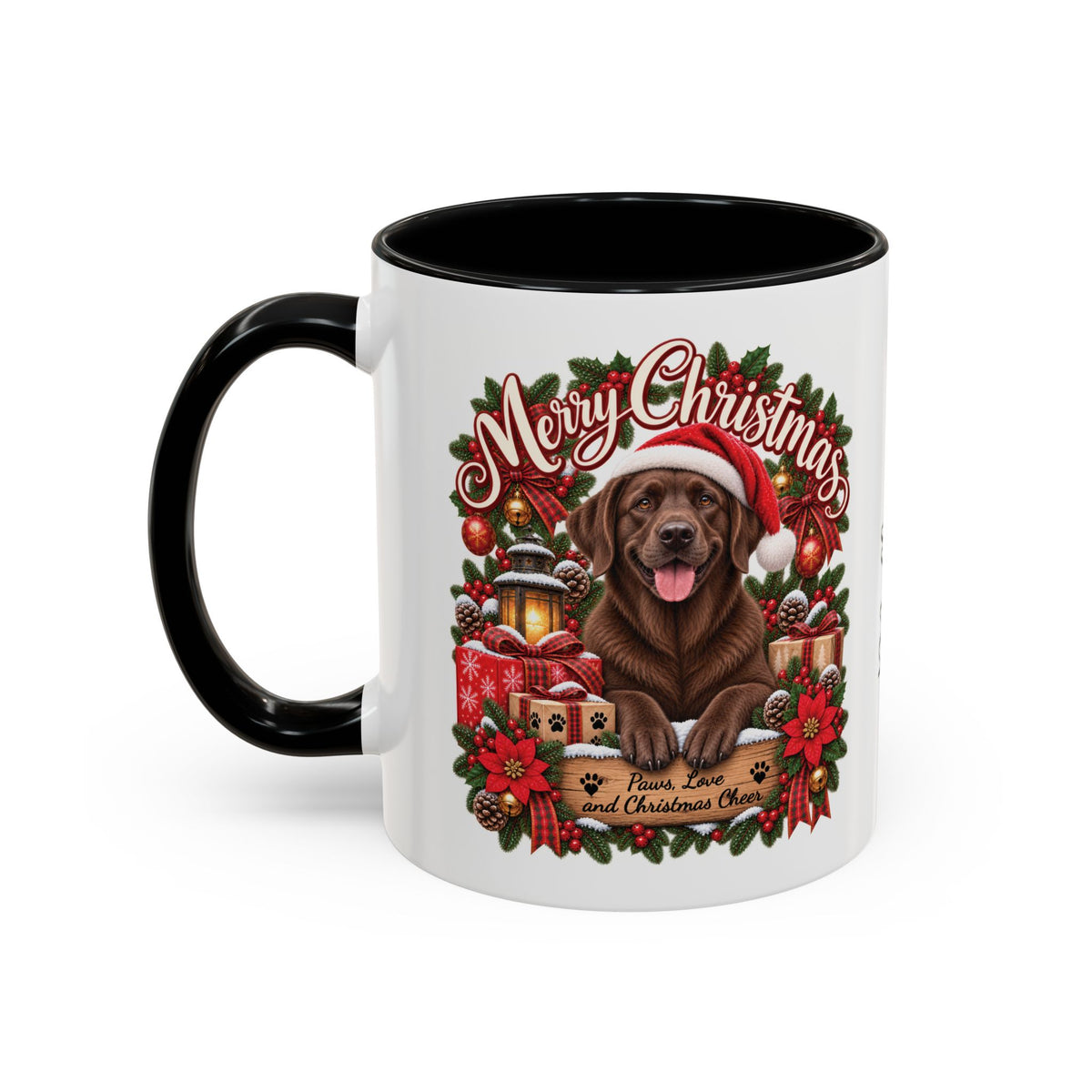 Labrador #3 Merry Christmas, personalised accent colour 11oz mug