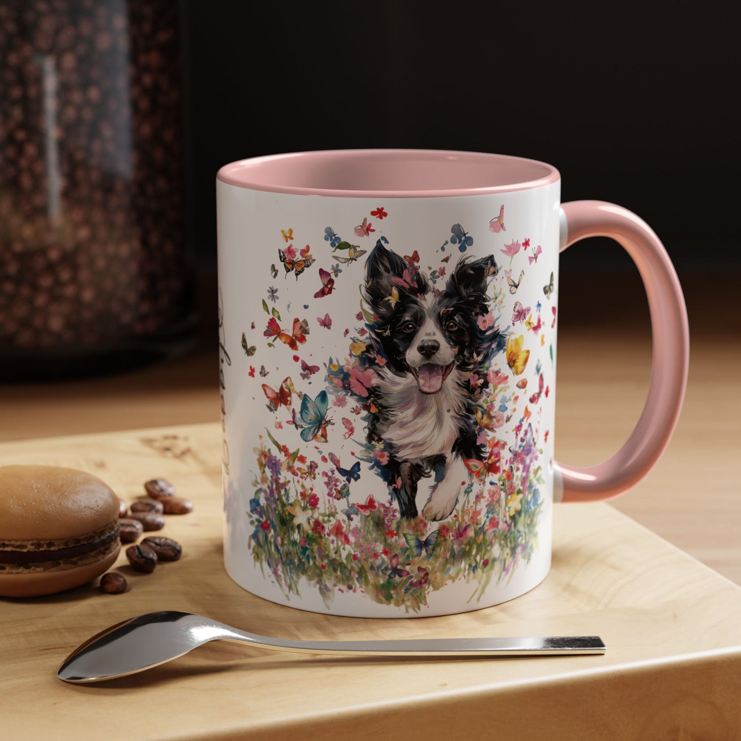 Border Collie #4 Personalized Accent Mugs, 11oz