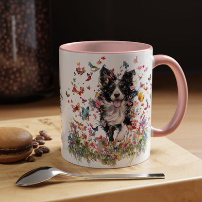 Border Collie #4 Personalized Accent Mugs, 11oz
