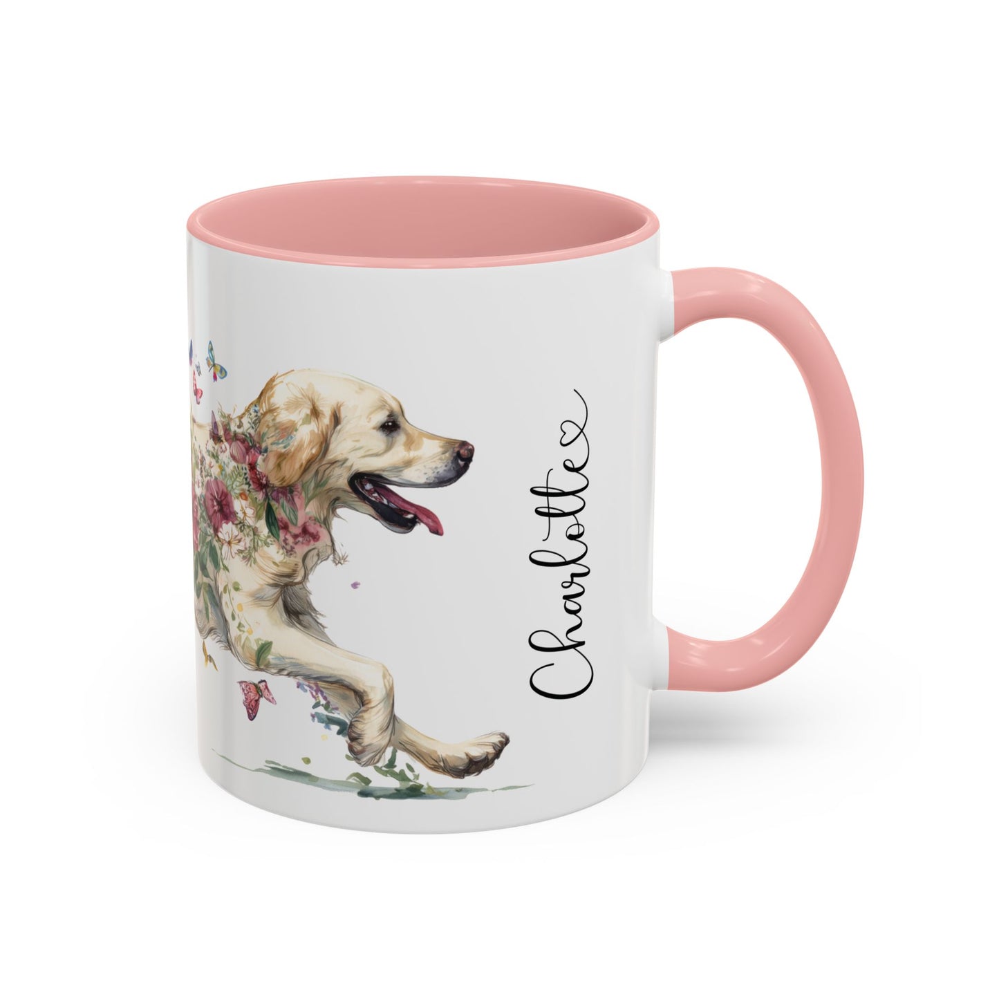 Cream Golden Retriever Personalized Accent Mugs, 11oz