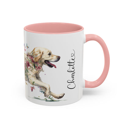 Cream Golden Retriever Personalized Accent Mugs, 11oz