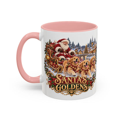 Santa's Goldens, personalised accent colour 11oz mug
