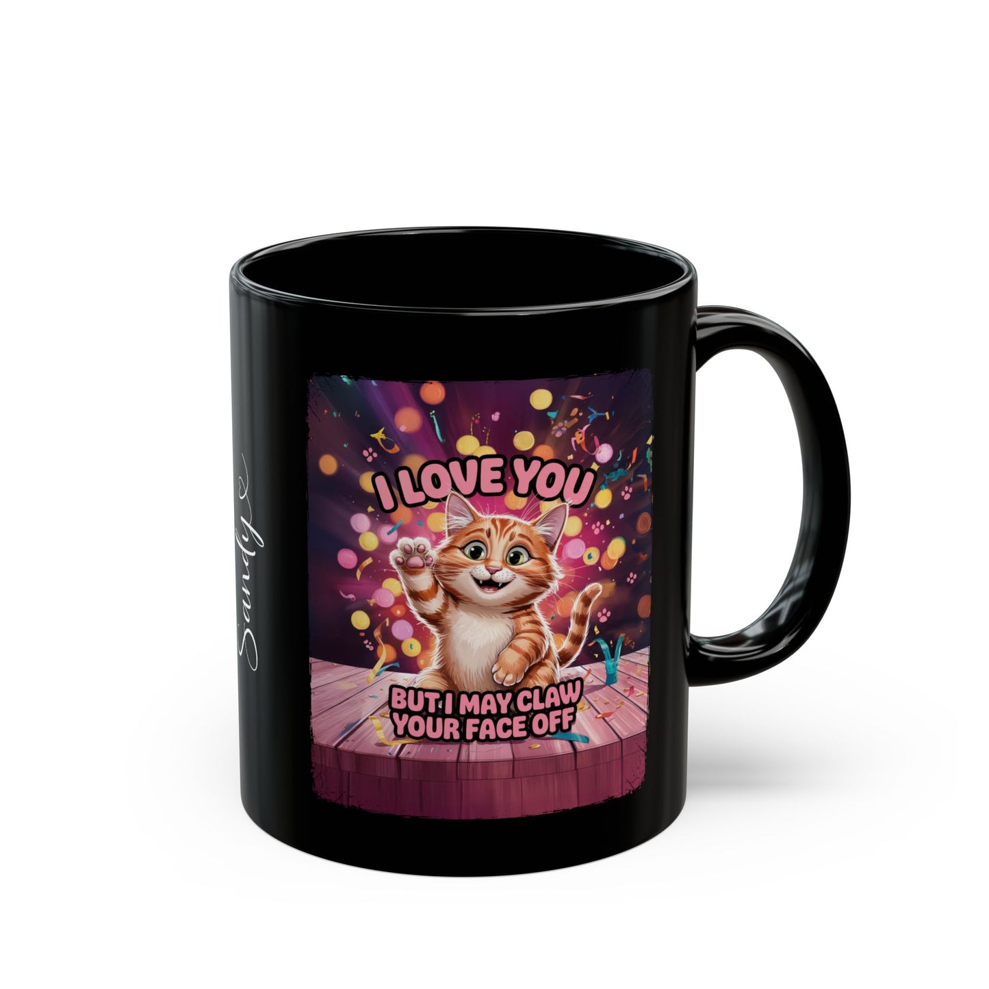I love you cat #2 Personalised Black Mug (11oz, 15oz)
