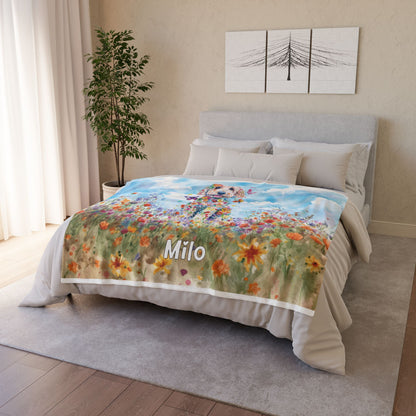 Golden Doodle Meadow Personalised Blanket