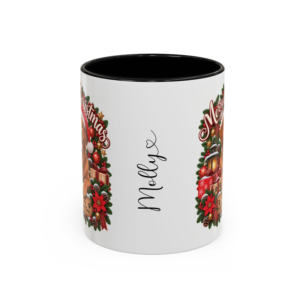 Labrador #4 Merry Christmas, personalised accent colour 11oz mug