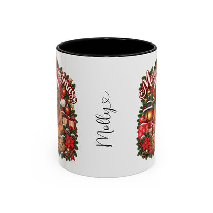 Labrador #4 Merry Christmas, personalised accent colour 11oz mug