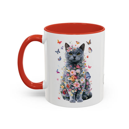 British Blue Cat #1 Personalized Accent Mugs, 11oz
