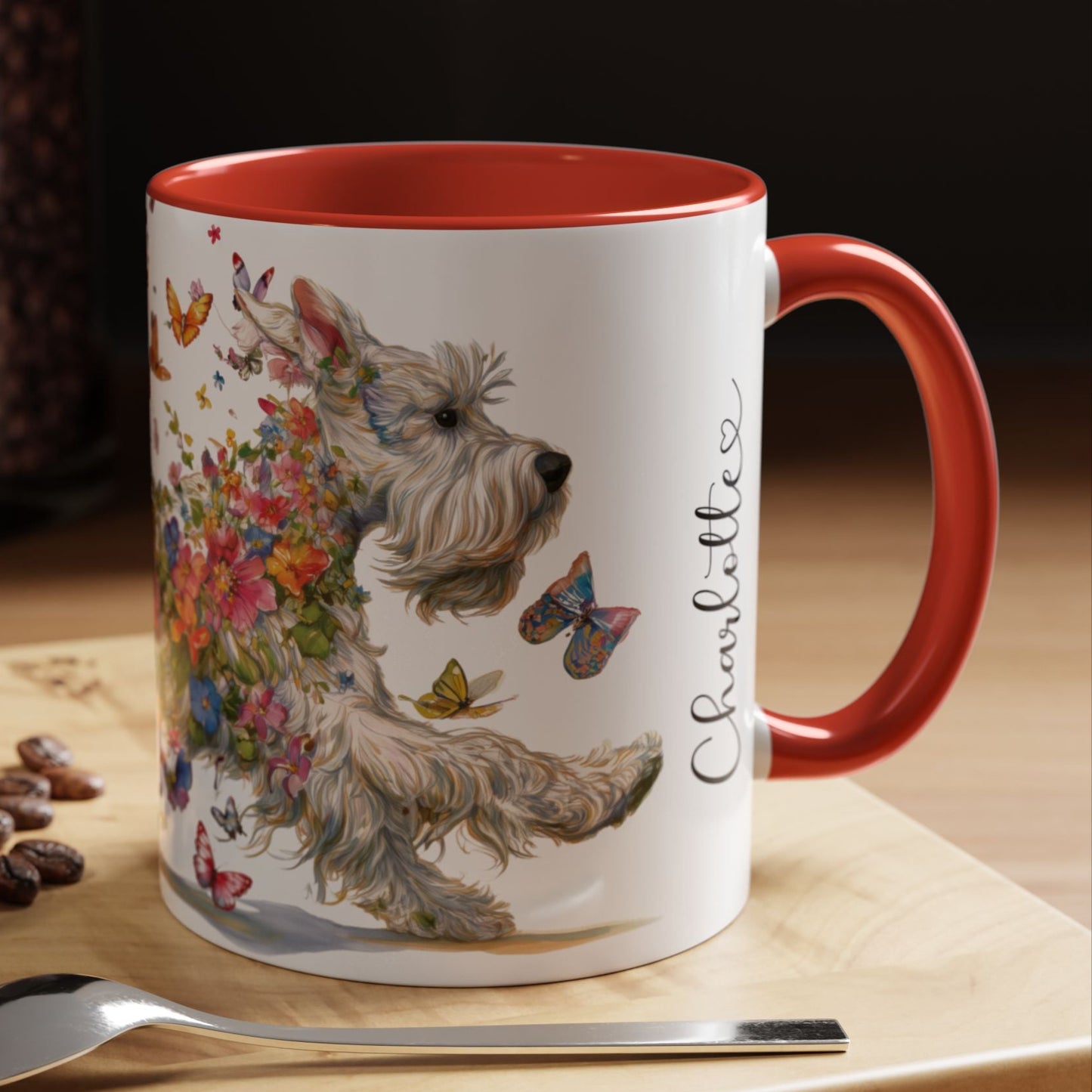 White Schnauzer Personalized Accent Mugs, 11oz