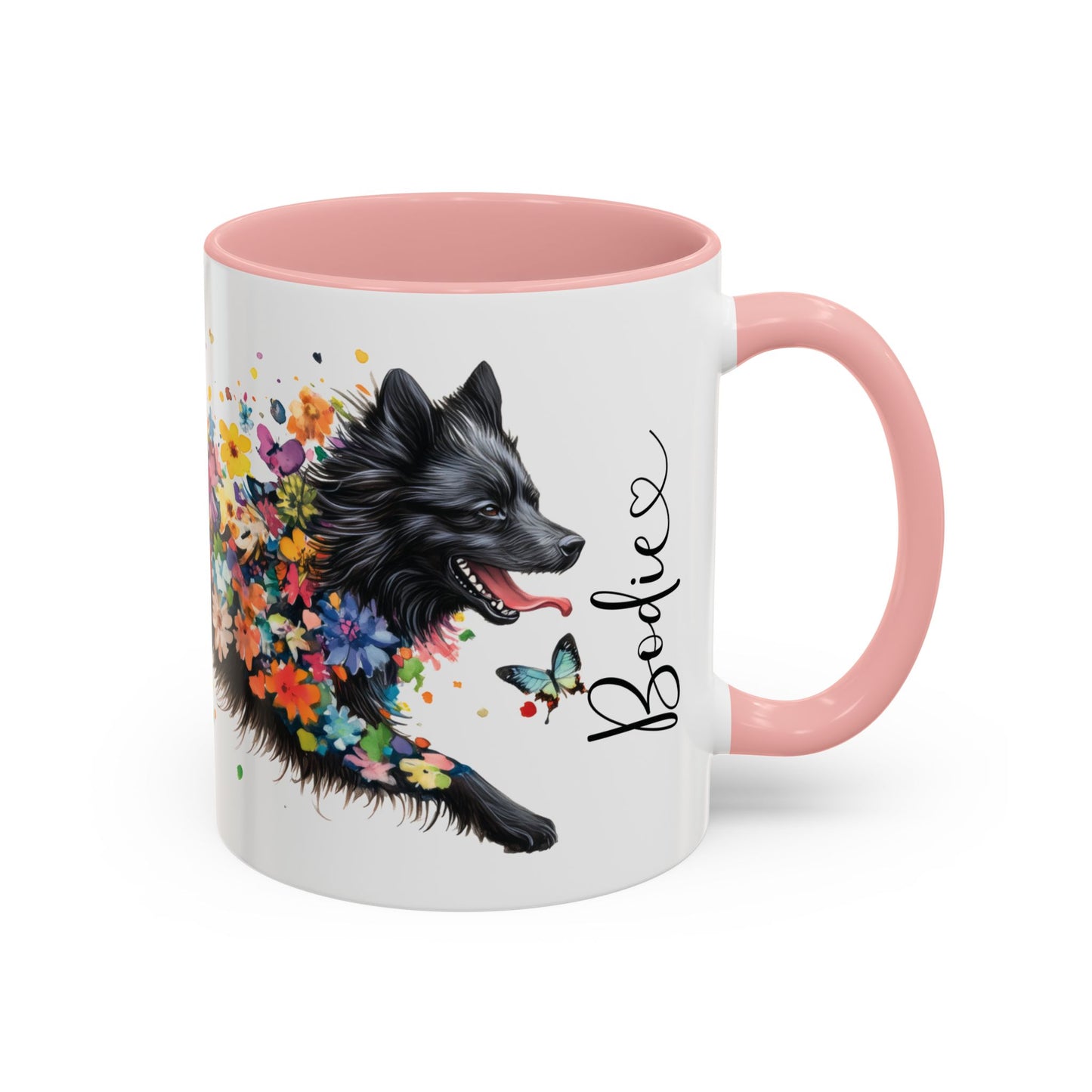 Keeshond #4 Personalized Accent Mugs, 11oz