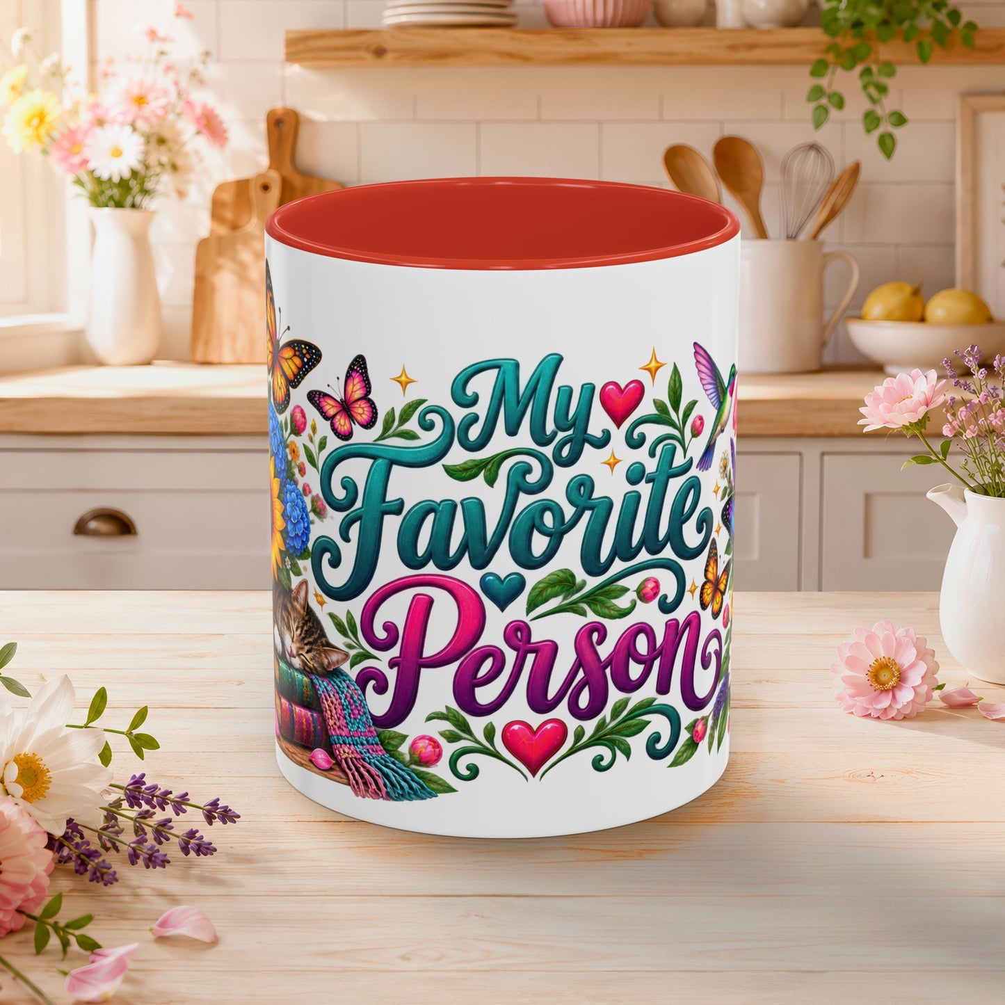 My Favorite Person, 11oz  accent mug (US spelling)