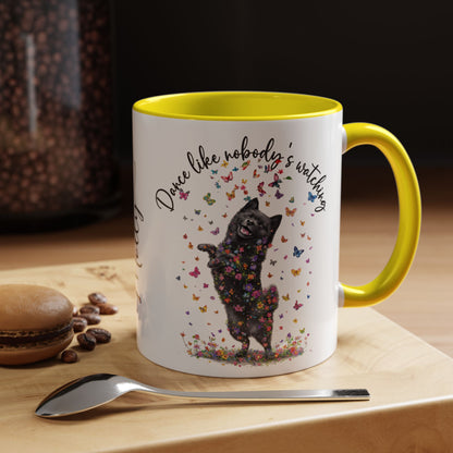 Schipperke "Dance like nobody's watching" personalized colourful Mugs, 11oz