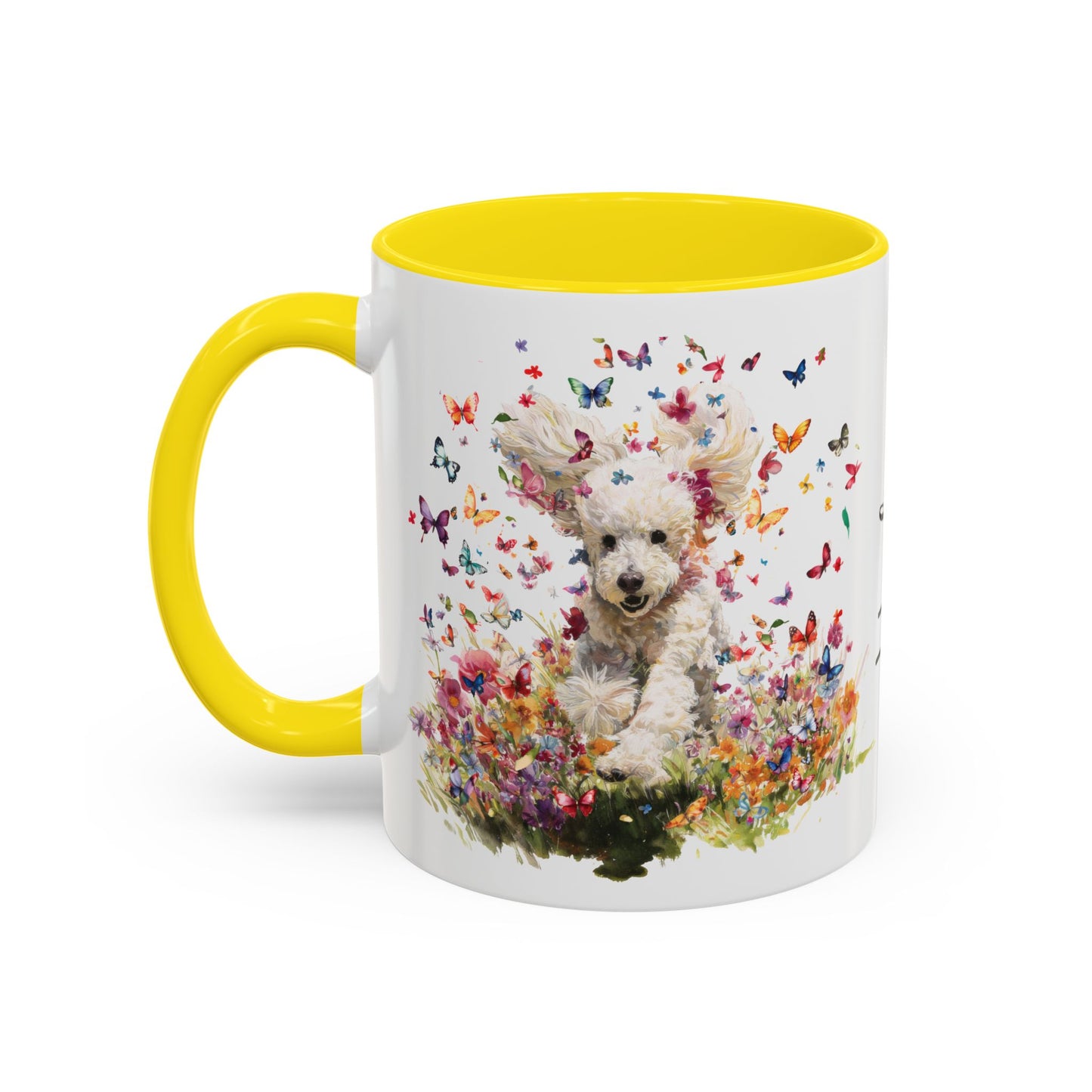 Poodle Butterfly Personalized Accent Mugs, 11oz