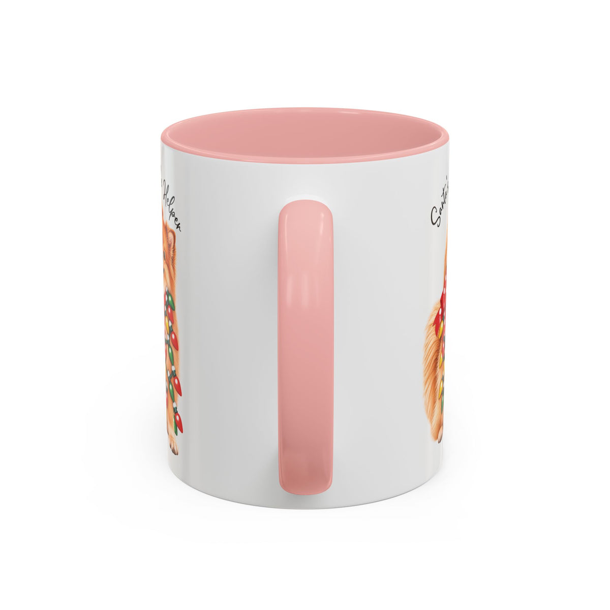Pomeranian, Santa's little helper, personalised accent colour 11oz mug