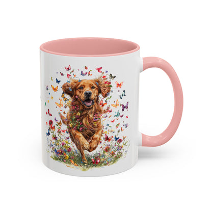 Red Golden Retriever Personalized Accent Mugs, 11oz