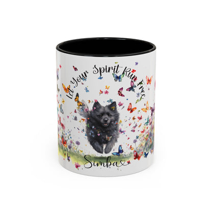 Schipperke Let your spirit run free Personalized Accent Mugs, 11oz
