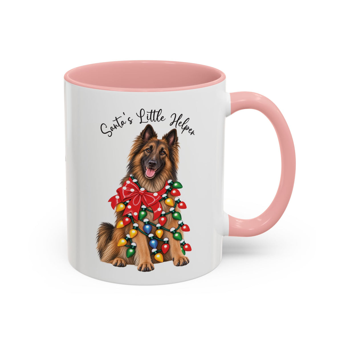 Belgian Tervuren, Santa's little helper, personalised accent colour 11oz mug