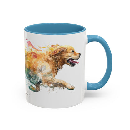 Golden Retriever Paint Colourful Personalised Accent Mugs, 11oz