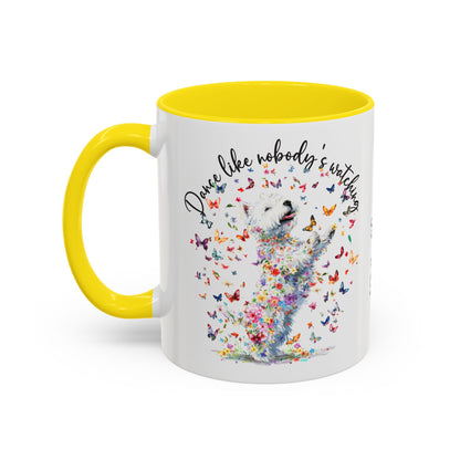 West Highland Terrier "Dance like nobody's watching" personalized colourful Mugs, 11oz