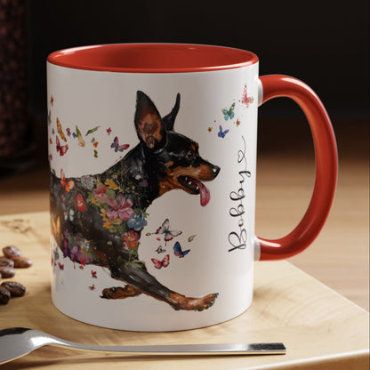 Miniature Pinscher Personalized Accent Mugs, 11oz