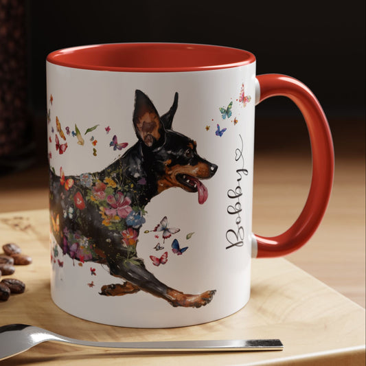 Miniature Pinscher Personalized Accent Mugs, 11oz