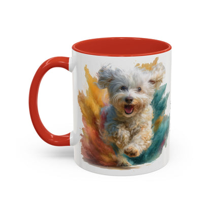 Maltese #2 Paint Colourful Personalised Accent Mugs, 11oz