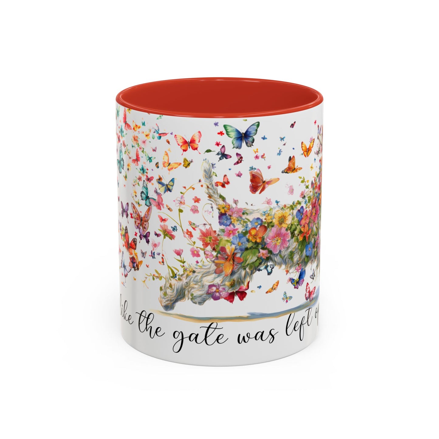 Schnauzer #2,  Live like the gate was left open, Colorful Accent Mugs, 11oz