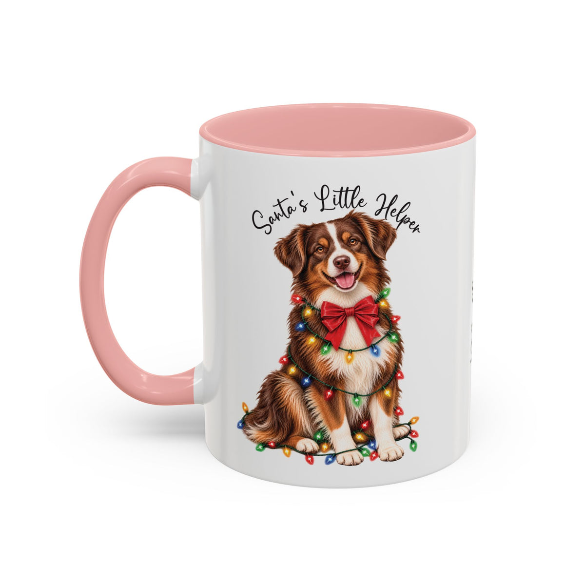 Australian Shepherd, Santa's little helper, personalised accent colour 11oz mug