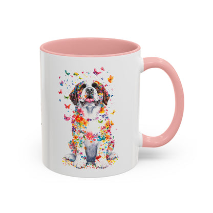 Saint Bernard Personalized Colorful Accent Mugs, 11oz