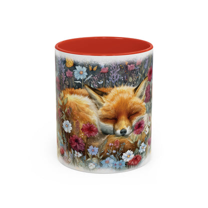 Fox sleeping #2 Personalized Accent Mugs, 11oz