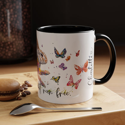 Rabbit "Let your spirit run free" Personalized Accent Mugs, 11oz