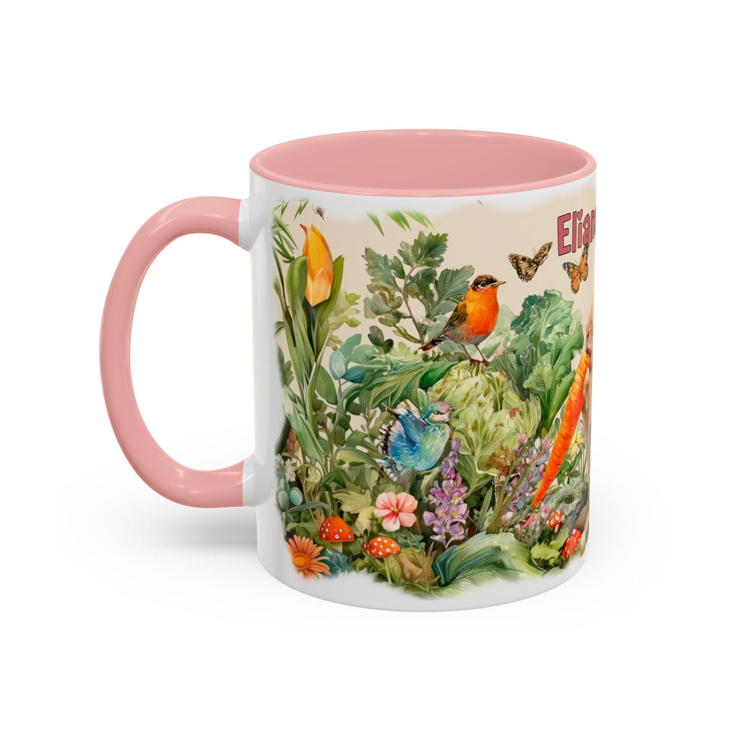 Country Rabbit Personalized Accent Mugs, 11oz