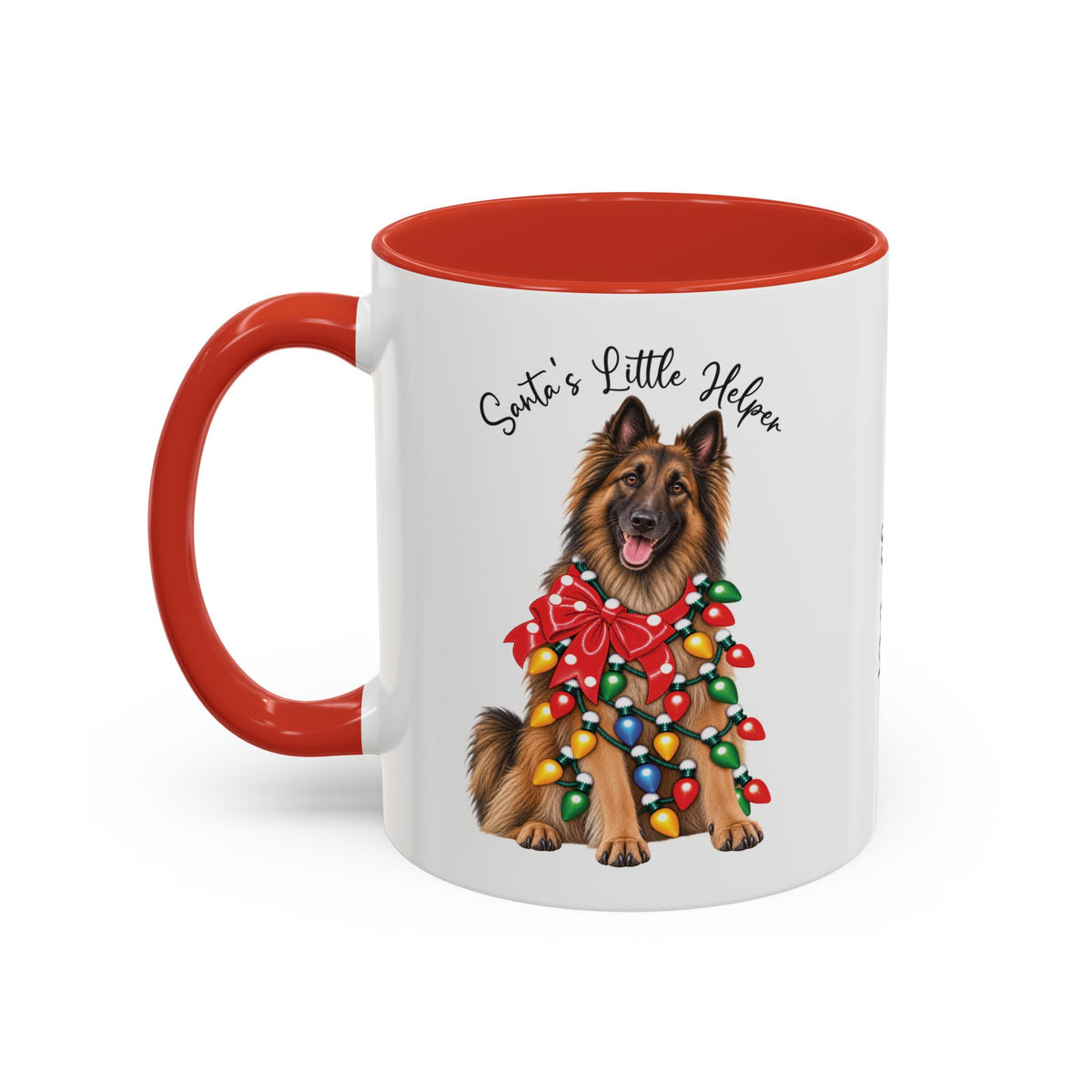 Belgian Tervuren, Santa's little helper, personalised accent colour 11oz mug